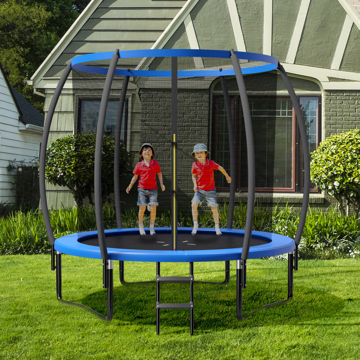10 ft Recreational Trampoline with Enclosure Net and Ladder-Outdoor Play-DECOROLALA