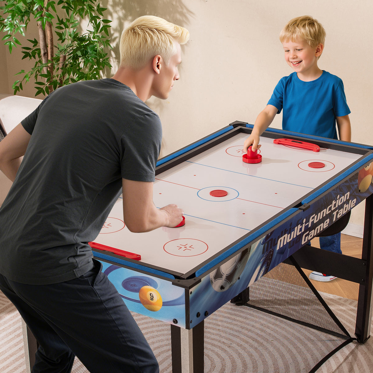 10-in-1 Combo Game Table Set - 48" Multi-Game Table, Blue/Black-Game Room Products-DECOROLALA
