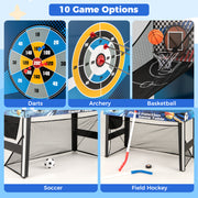 10-in-1 Combo Game Table Set - 48" Multi-Game Table, Blue/Black-Game Room Products-DECOROLALA