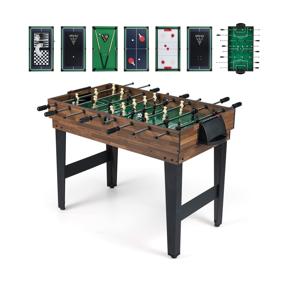 10-in-1 Combo Game Table Set - 50" Multi-Game Table, Brown/Black-Game Room Products-DECOROLALA