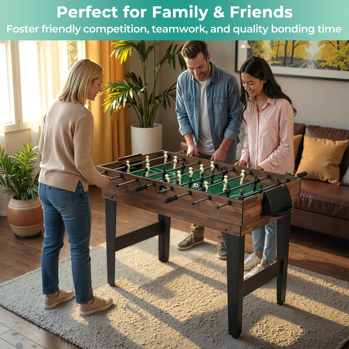 10-in-1 Combo Game Table Set - 50" Multi-Game Table, Brown/Black-Game Room Products-DECOROLALA