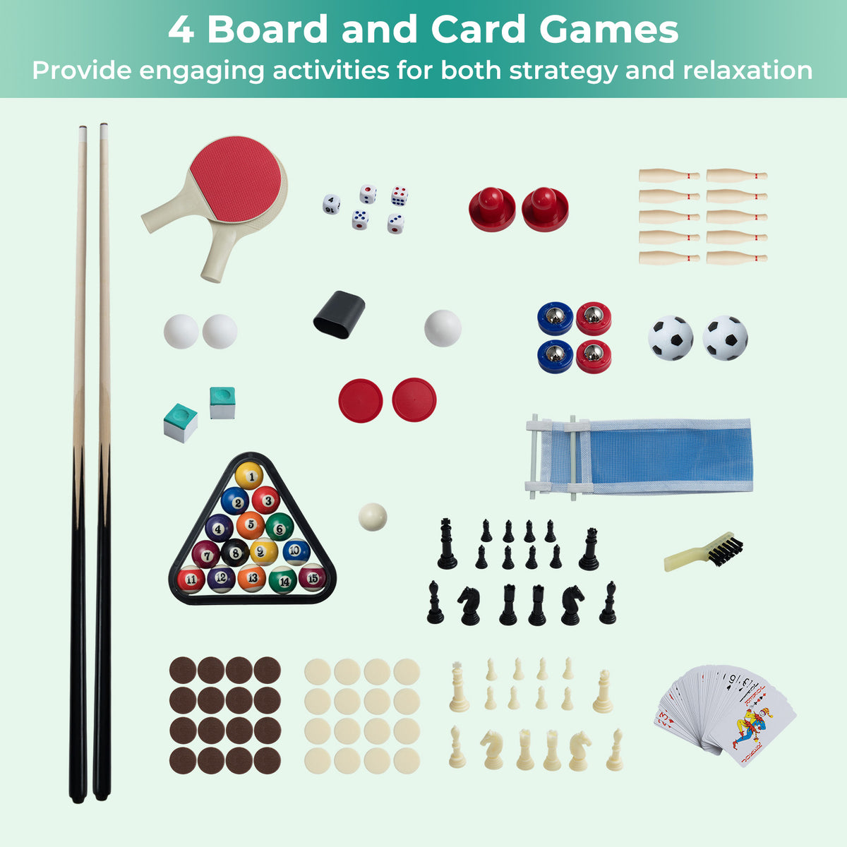 10-in-1 Combo Game Table Set - 50" Multi-Game Table, Brown/Black-Game Room Products-DECOROLALA