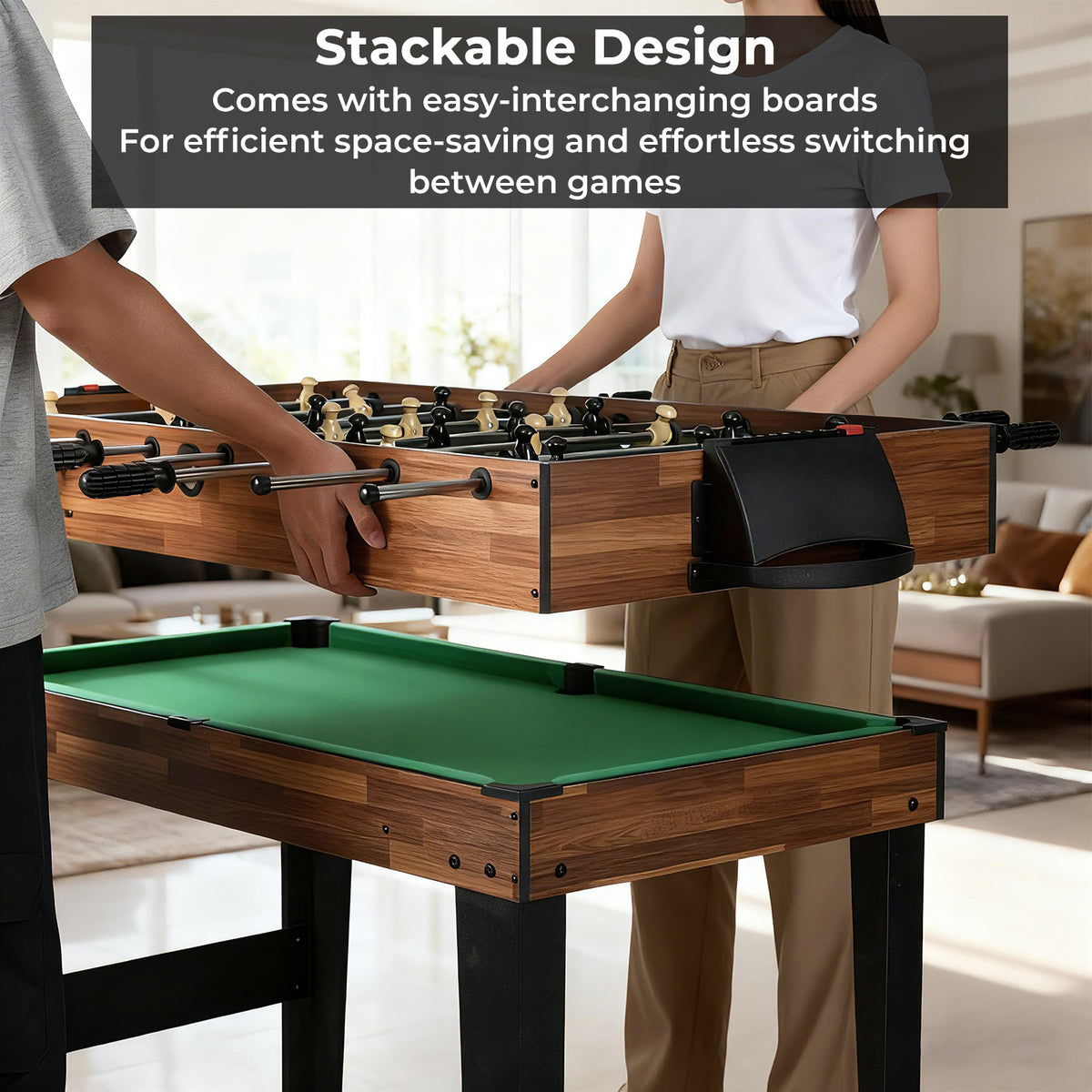 10-in-1 Combo Game Table Set - 50" Multi-Game Table, Brown/Black-Game Room Products-DECOROLALA