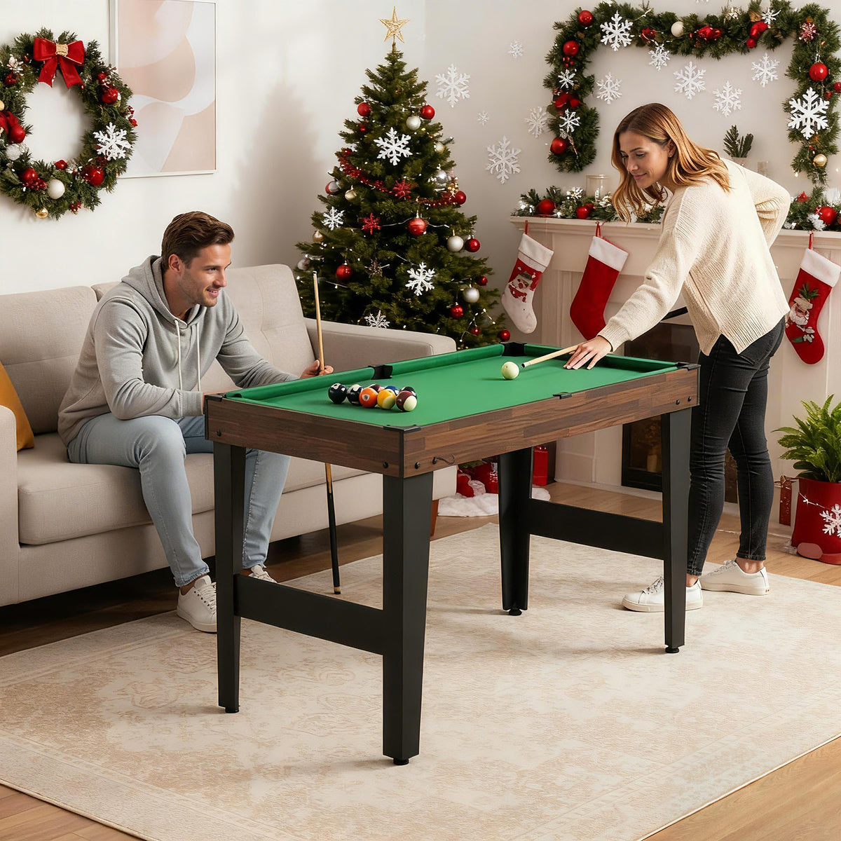 10-in-1 Combo Game Table Set - 50" Multi-Game Table, Brown/Black-Game Room Products-DECOROLALA