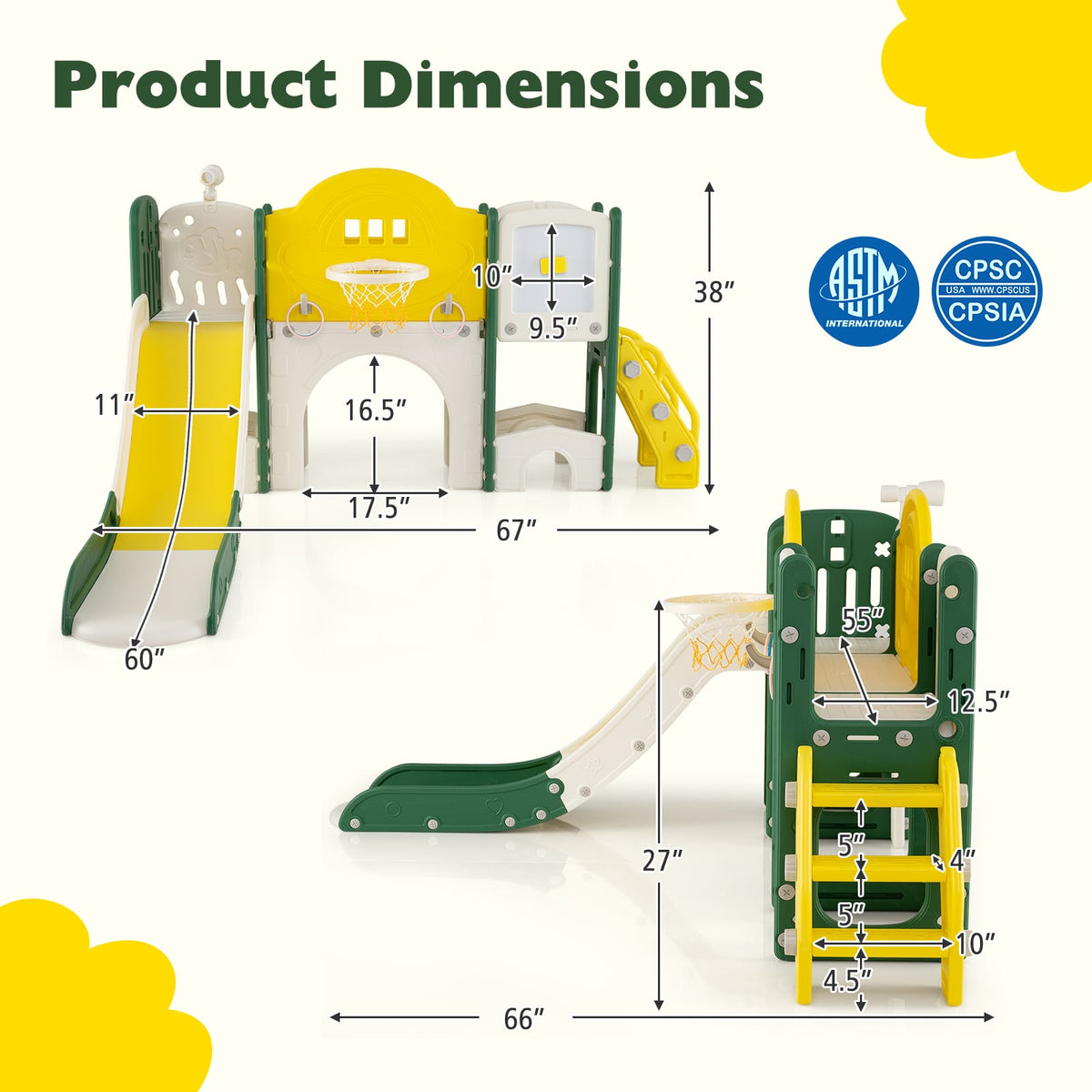 10-in-1 Toddler Slide and Climber Playset - Indoor Playground-Playground Climbers & Slides-DECOROLALA