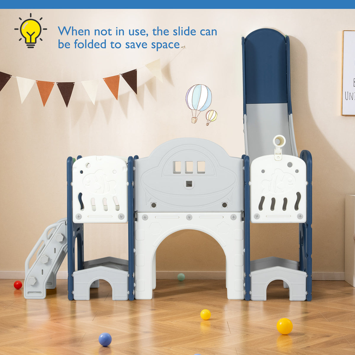 10-in-1 Toddler Slide and Climber Playset - Indoor Playground-Playground Climbers & Slides-DECOROLALA