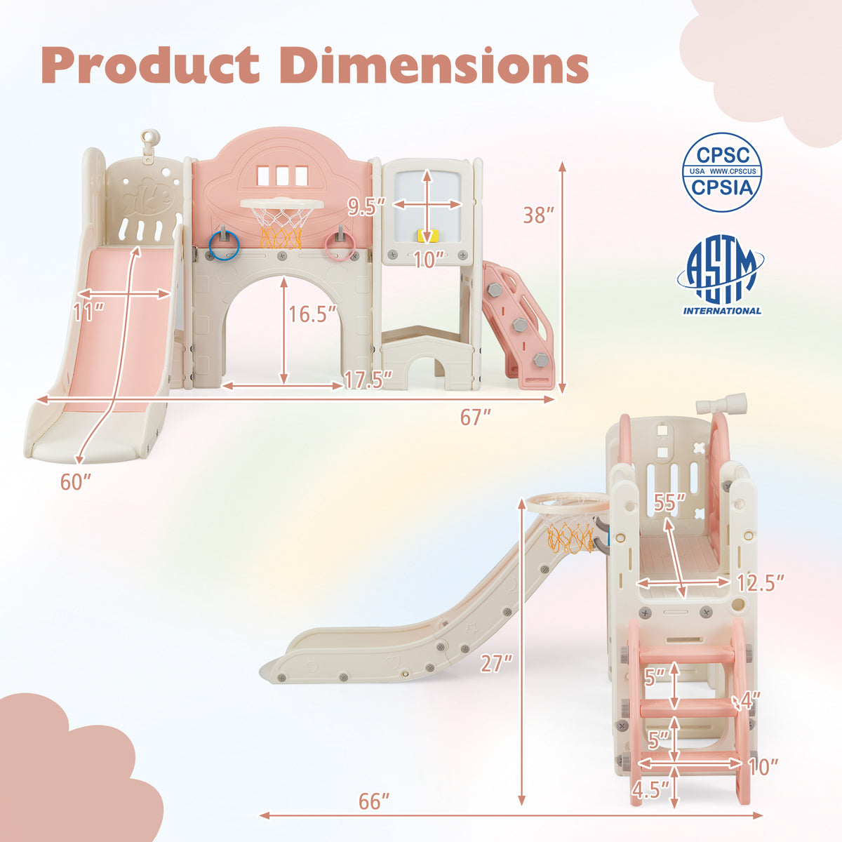 10-in-1 Toddler Slide and Climber Playset - Indoor Playground-Playground Climbers & Slides-DECOROLALA