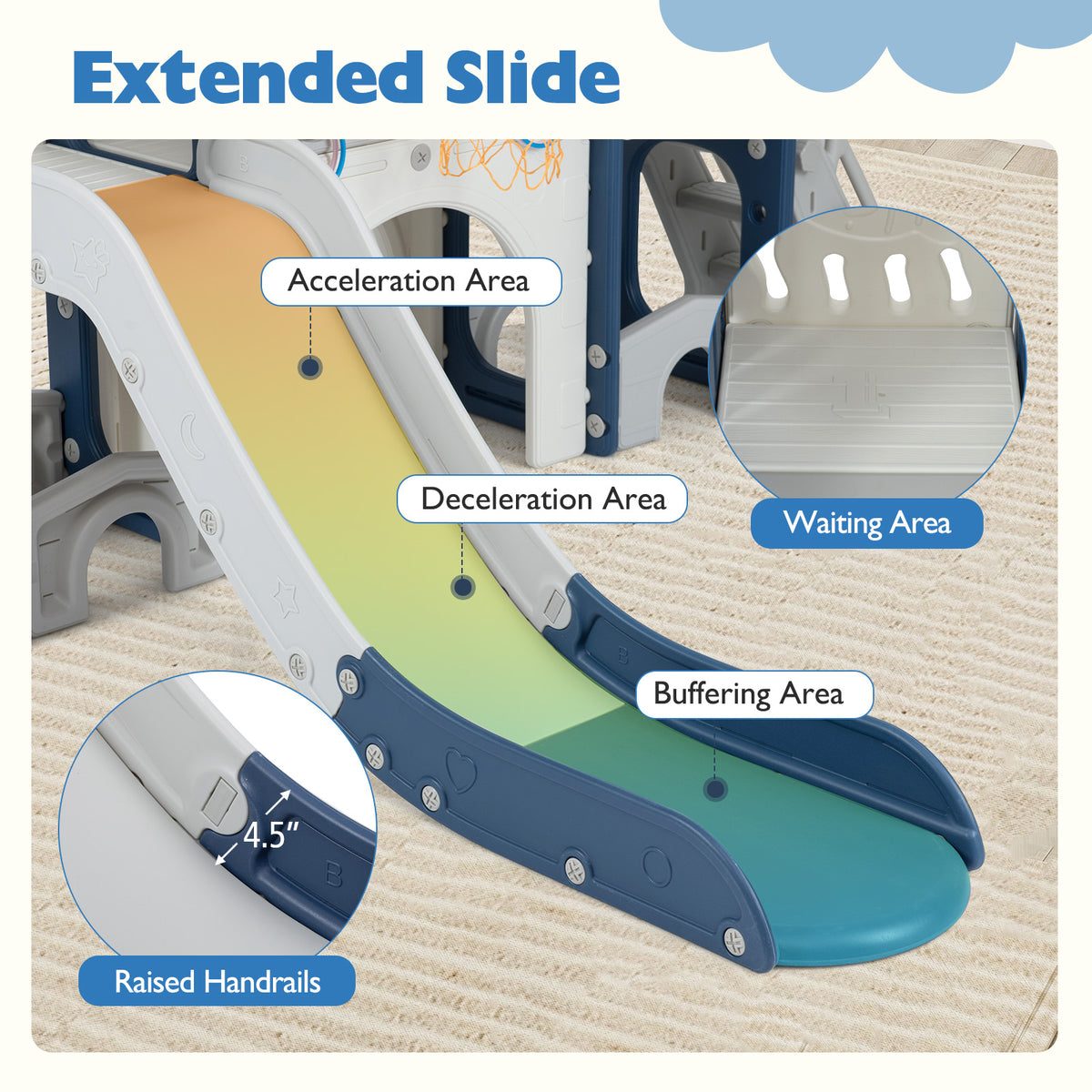 10-in-1 Toddler Slide and Climber Playset - Indoor Playground-Playground Climbers & Slides-DECOROLALA