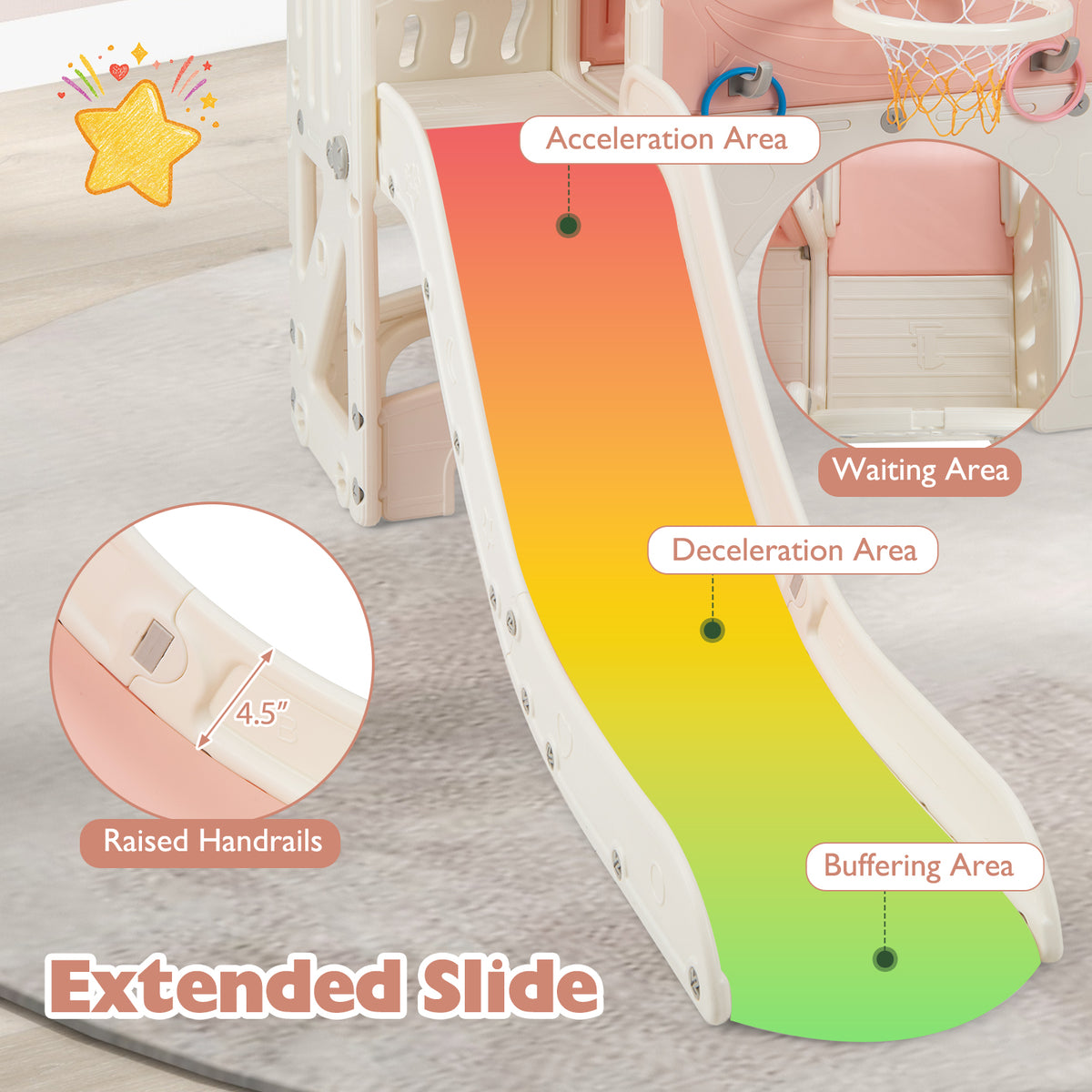 10-in-1 Toddler Slide and Climber Playset - Indoor Playground-Playground Climbers & Slides-DECOROLALA