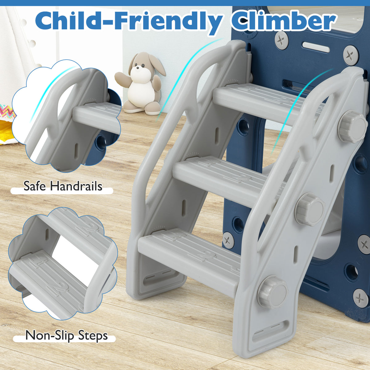 10-in-1 Toddler Slide and Climber Playset - Indoor Playground-Playground Climbers & Slides-DECOROLALA