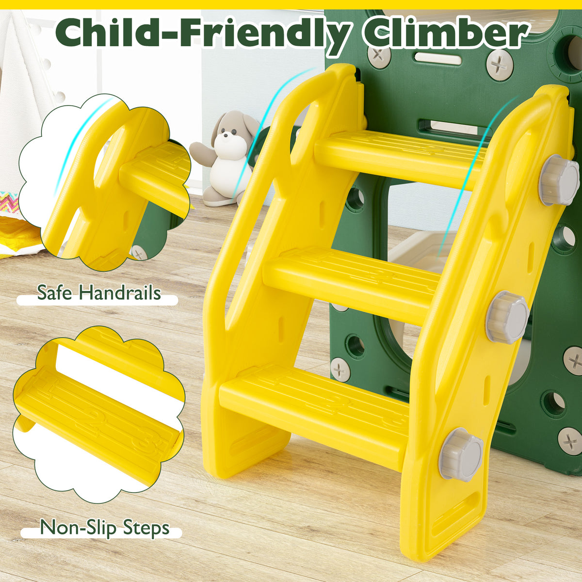 10-in-1 Toddler Slide and Climber Playset - Indoor Playground-Playground Climbers & Slides-DECOROLALA
