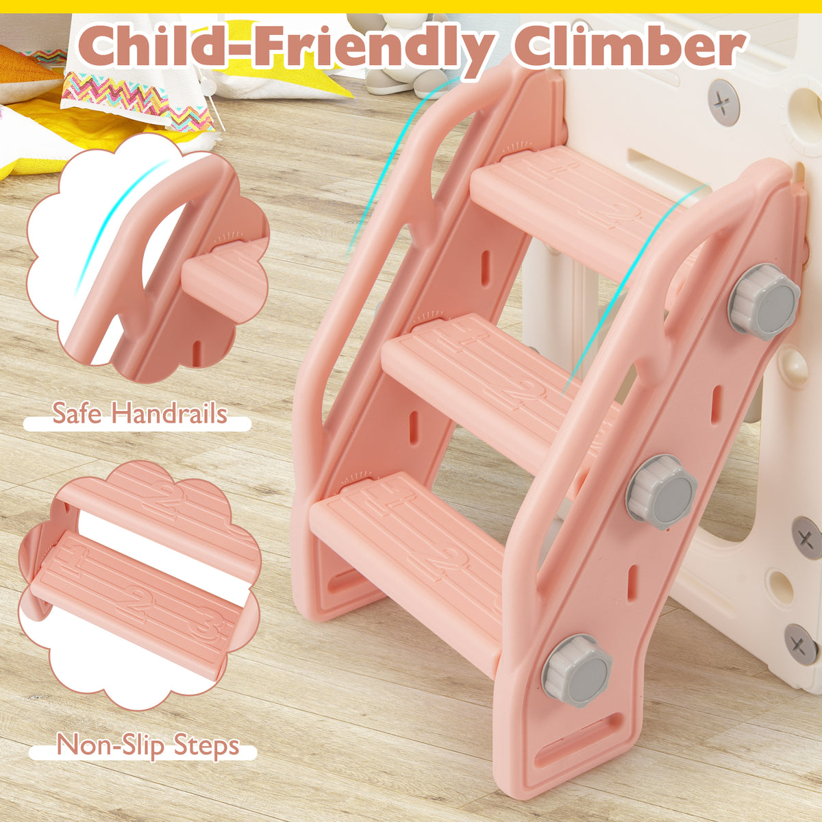 10-in-1 Toddler Slide and Climber Playset - Indoor Playground-Playground Climbers & Slides-DECOROLALA