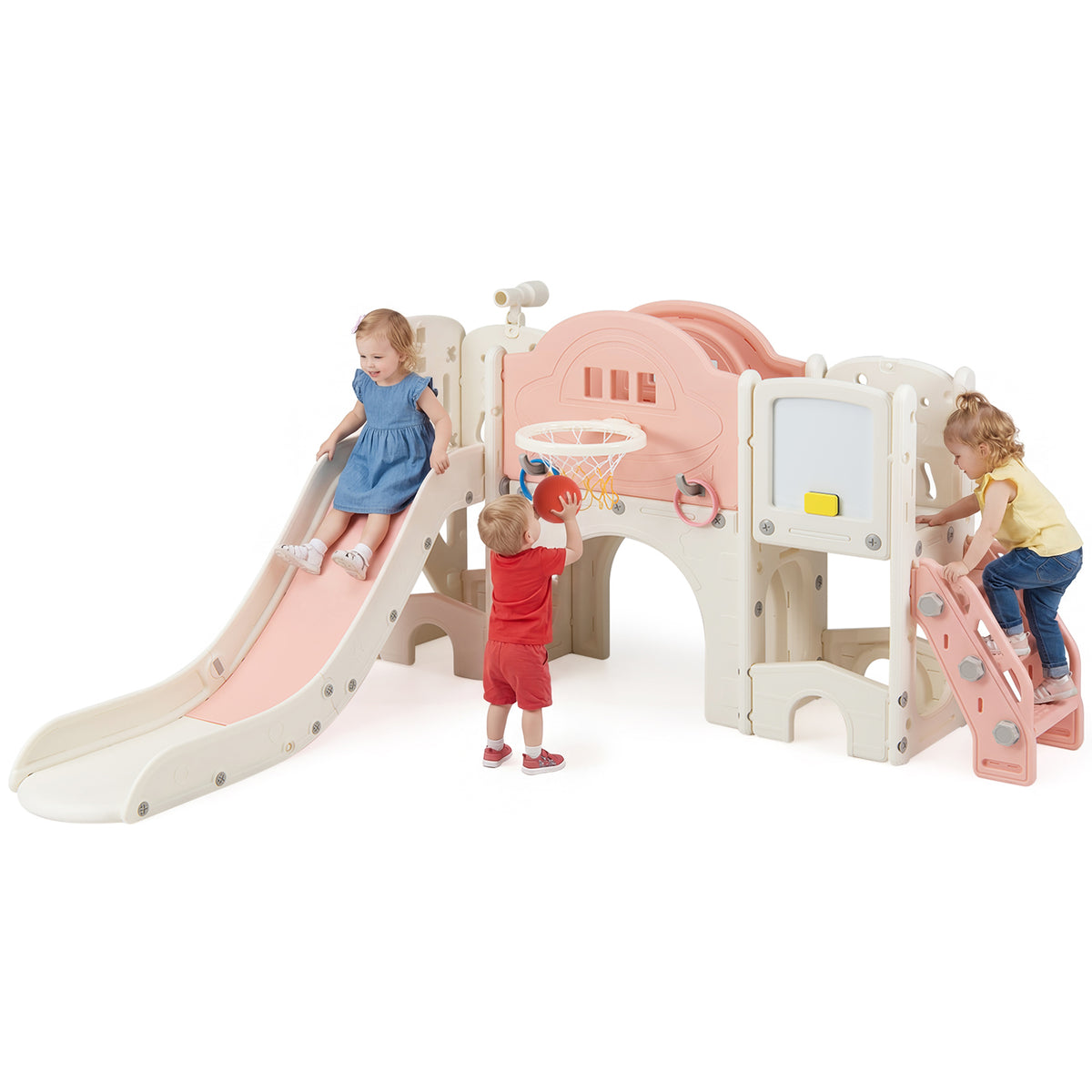 10-in-1 Toddler Slide and Climber Playset - Indoor Playground-Playground Climbers & Slides-DECOROLALA