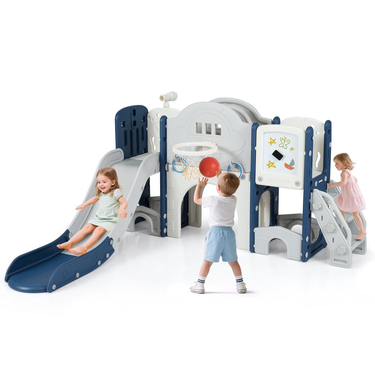 10-in-1 Toddler Slide and Climber Playset - Indoor Playground-Playground Climbers & Slides-DECOROLALA