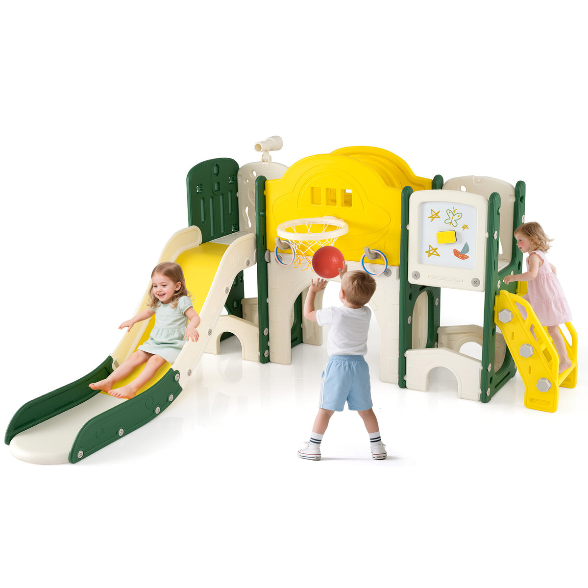 10-in-1 Toddler Slide and Climber Playset - Indoor Playground-Playground Climbers & Slides-DECOROLALA
