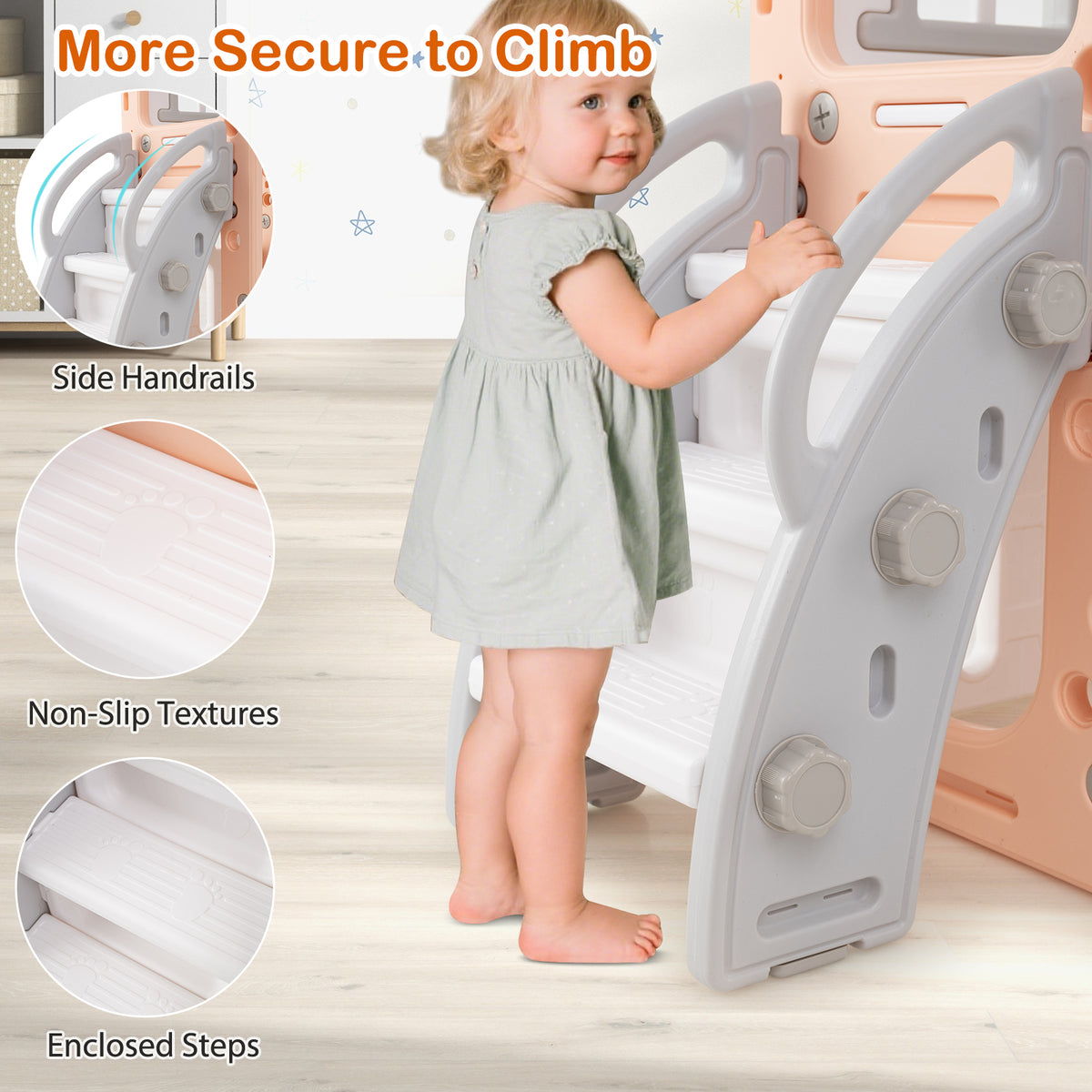 10-in-1 Toddler Swing & Slide Set w/ Basketball Hoop-Playground Climbers & Slides-DECOROLALA