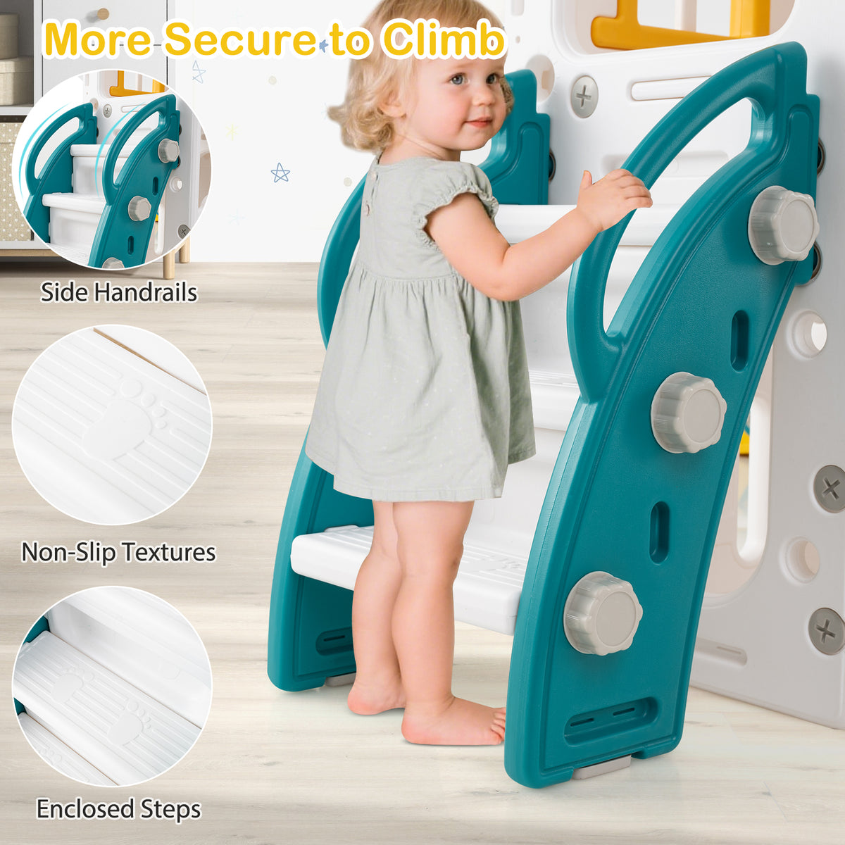 10-in-1 Toddler Swing & Slide Set w/ Basketball Hoop-Playground Climbers & Slides-DECOROLALA