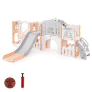 10-in-1 Toddler Swing and Slide Set Climber Playset with Basketball Hoop