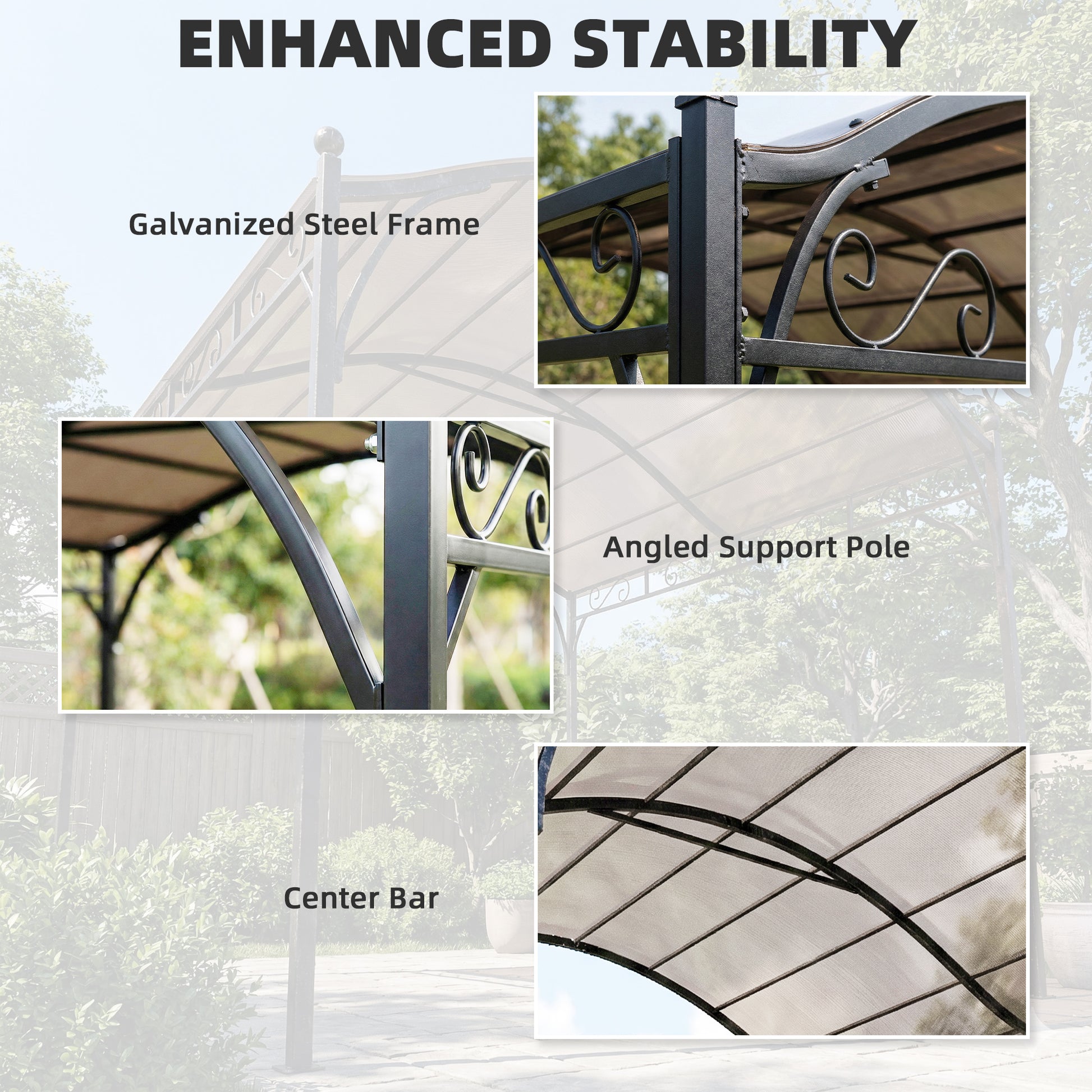 10' x 10' Arched Pergola - Steel Frame Cream White-DECOROLALA