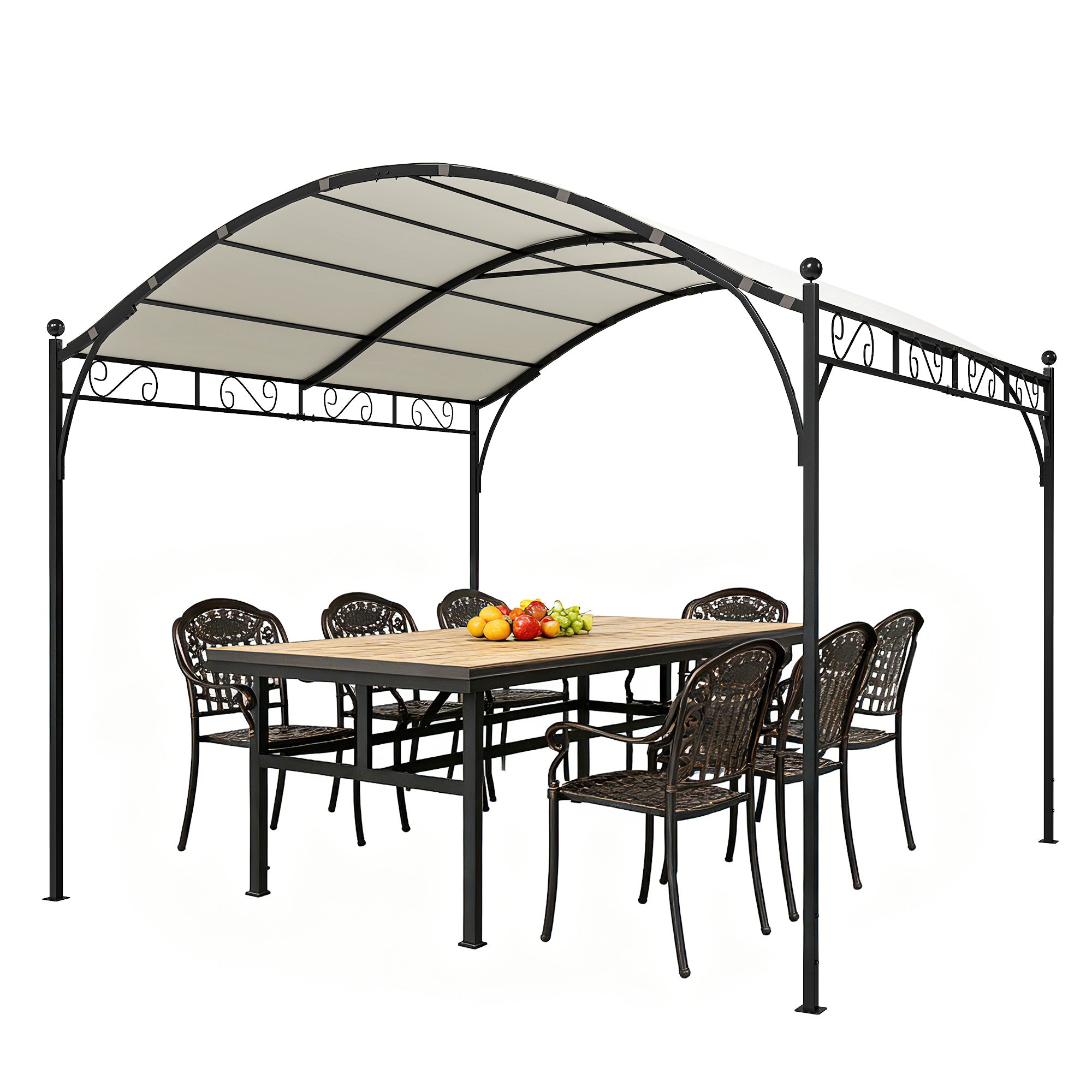 10' x 10' Arched Pergola - Steel Frame Cream White-DECOROLALA