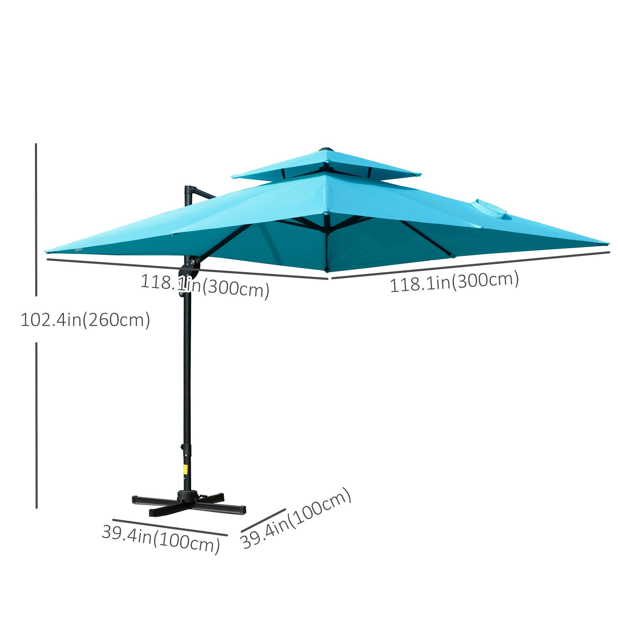 10' x 10' Cantilever Patio Umbrella Light Blue-DECOROLALA