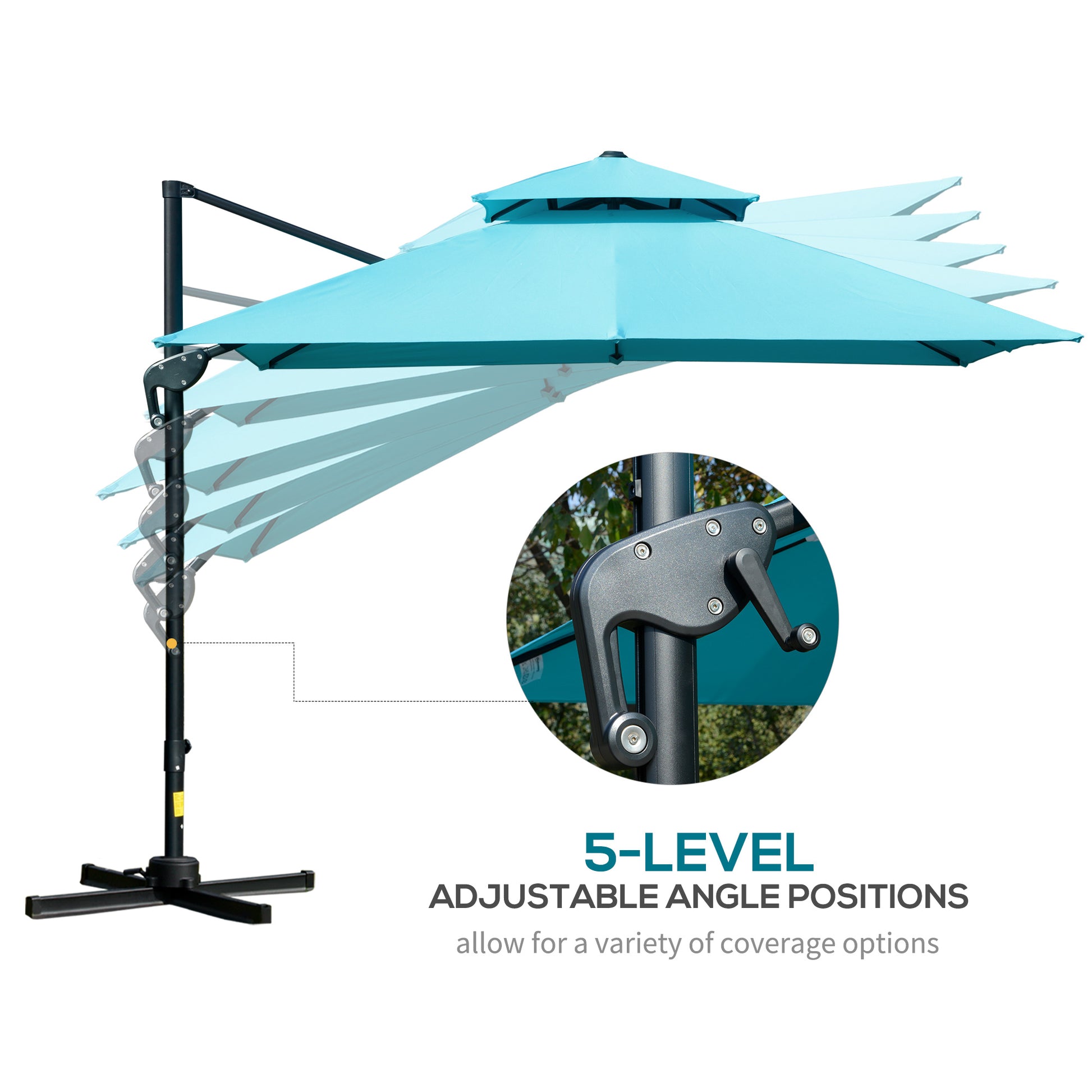 10' x 10' Cantilever Patio Umbrella Light Blue-DECOROLALA