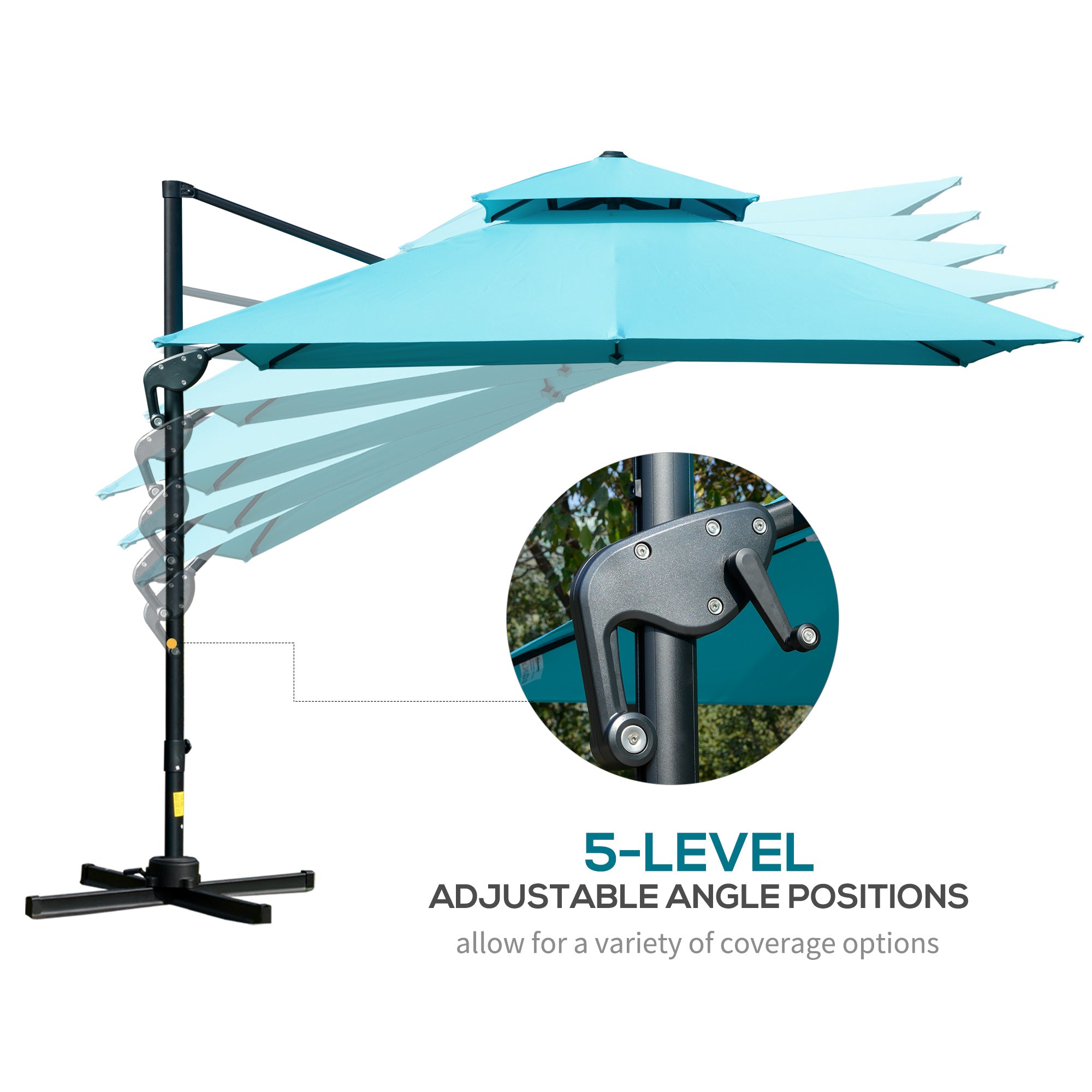 10' x 10' Cantilever Patio Umbrella Light Blue-DECOROLALA