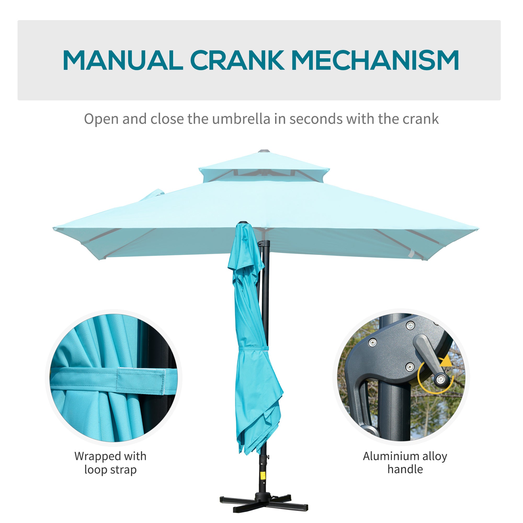 10' x 10' Cantilever Patio Umbrella Light Blue-DECOROLALA