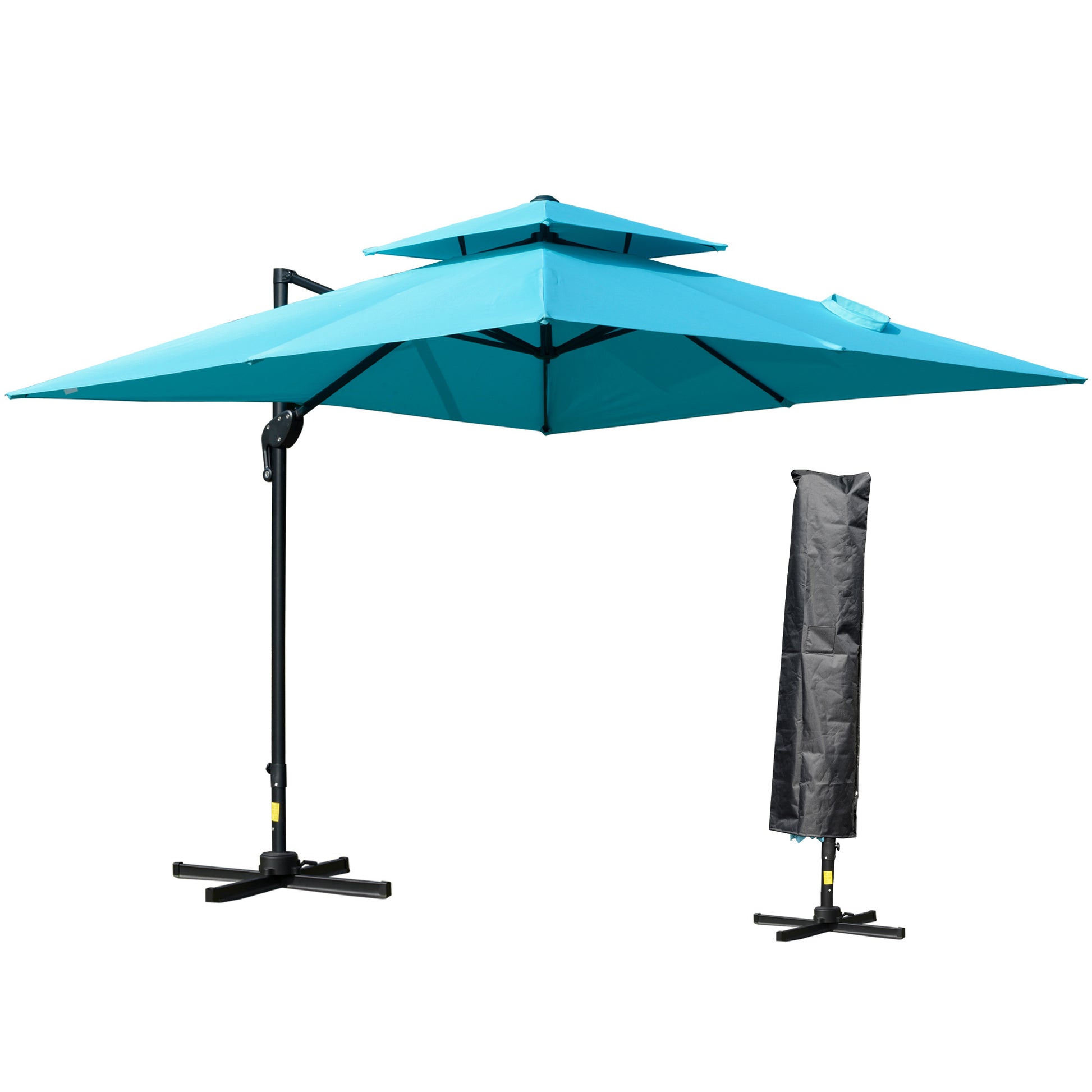 10' x 10' Cantilever Patio Umbrella Light Blue-DECOROLALA