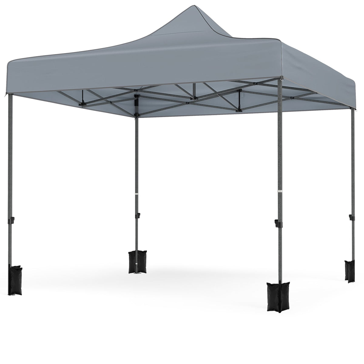10 x 10 FT Pop up Canopy Tent with 4 Removable Sidewalls and Wheeled Bag-Gray-Canopies-DECOROLALA