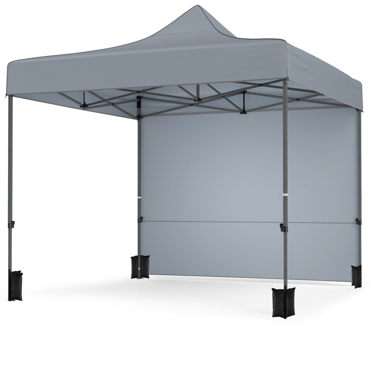 10 x 10 FT Pop up Canopy Tent with 4 Removable Sidewalls and Wheeled Bag-Gray-Canopies-DECOROLALA
