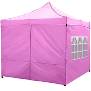 10 x 10 FT Pop up Canopy Tent with 4 Removable Sidewalls and Wheeled Bag-Pink-Canopies-DECOROLALA