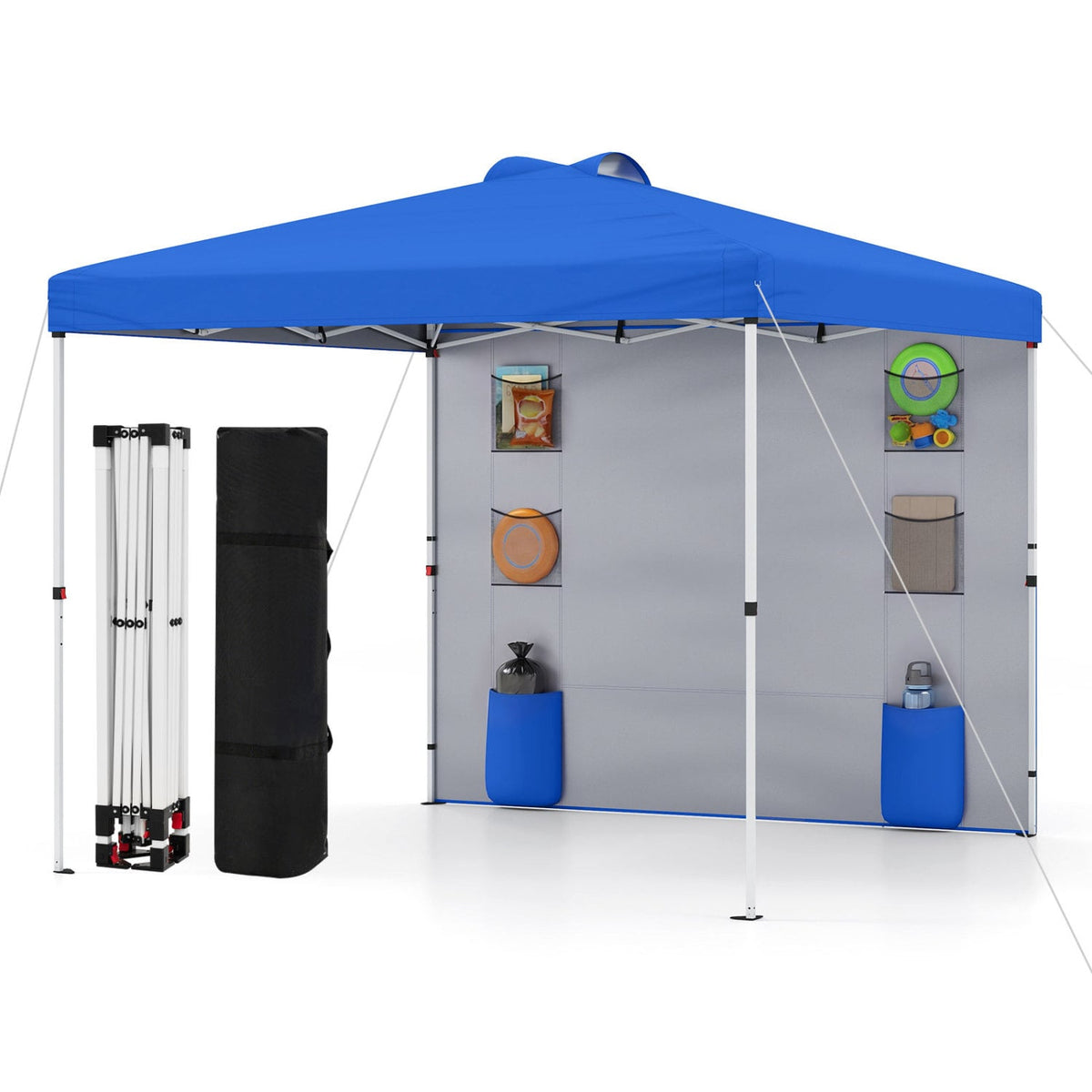10 x 10 FT Pop up Canopy Tent with Sidewall 6 Pockets Instant Setup Commercial Gazebo-Blue-Canopies-DECOROLALA