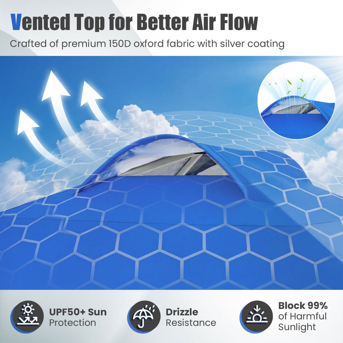 10 x 10 FT Pop up Canopy Tent with Sidewall 6 Pockets Instant Setup Commercial Gazebo-Blue-Canopies-DECOROLALA