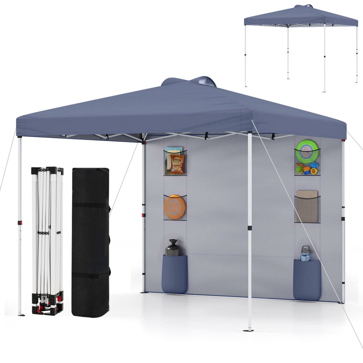 10 x 10 FT Pop up Canopy Tent with Sidewall 6 Pockets Instant Setup Commercial Gazebo-Gray-Canopies-DECOROLALA