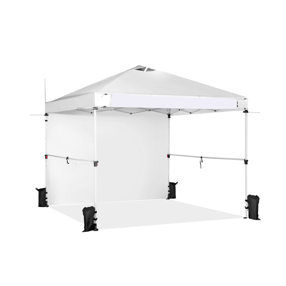 10 x 10 Feet Foldable Commercial Pop-up Canopy with Roller Bag and Banner Strip-White-Canopies-DECOROLALA