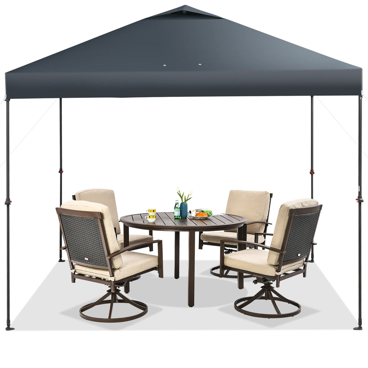 10 x 10 Feet Foldable Outdoor Instant Pop-up Canopy with Carry Bag-Gray-Canopies-DECOROLALA