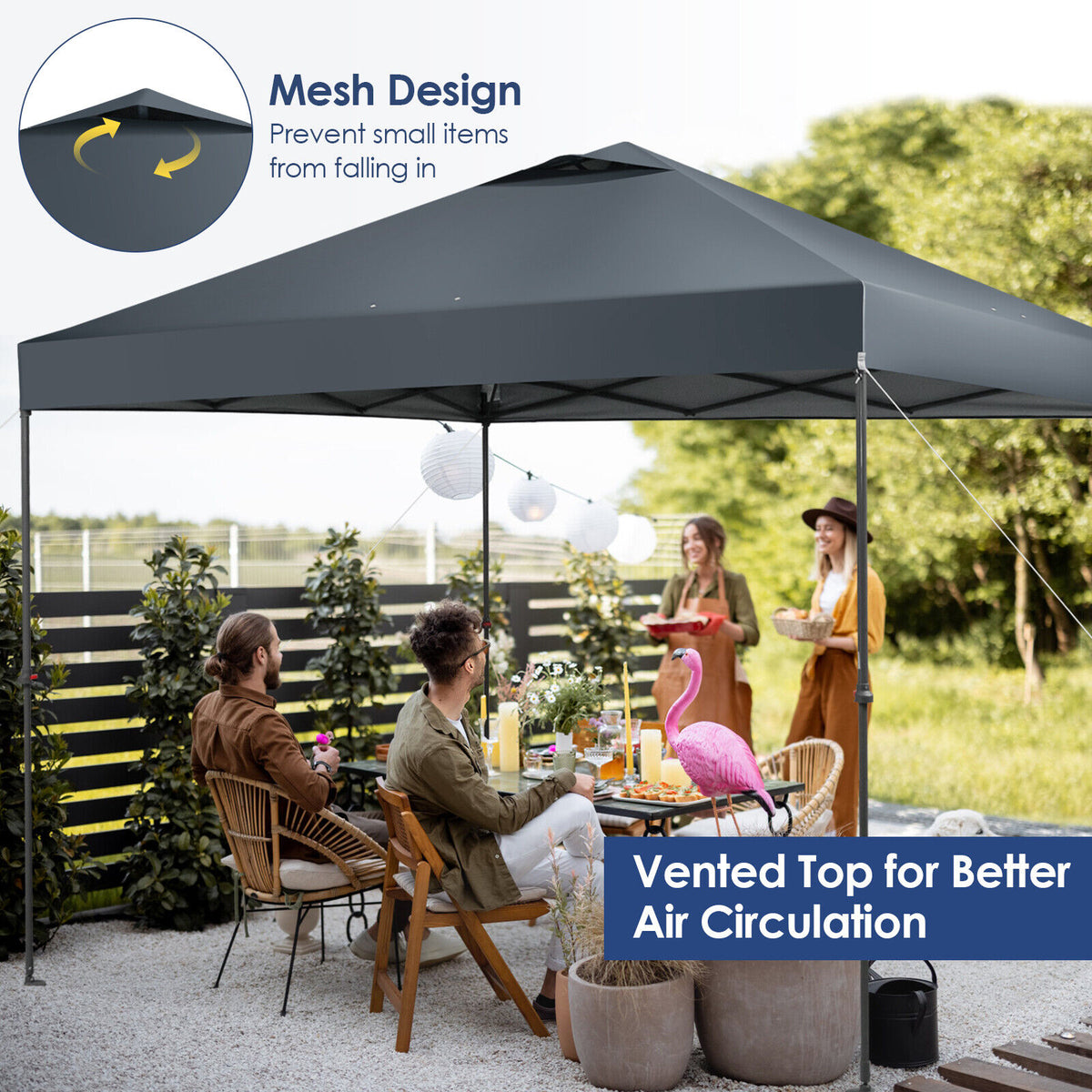 10 x 10 Feet Foldable Outdoor Instant Pop-up Canopy with Carry Bag-Gray-Canopies-DECOROLALA