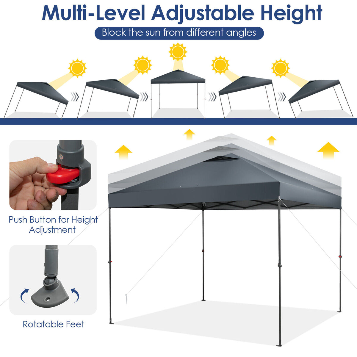 10 x 10 Feet Foldable Outdoor Instant Pop-up Canopy with Carry Bag-Gray-Canopies-DECOROLALA