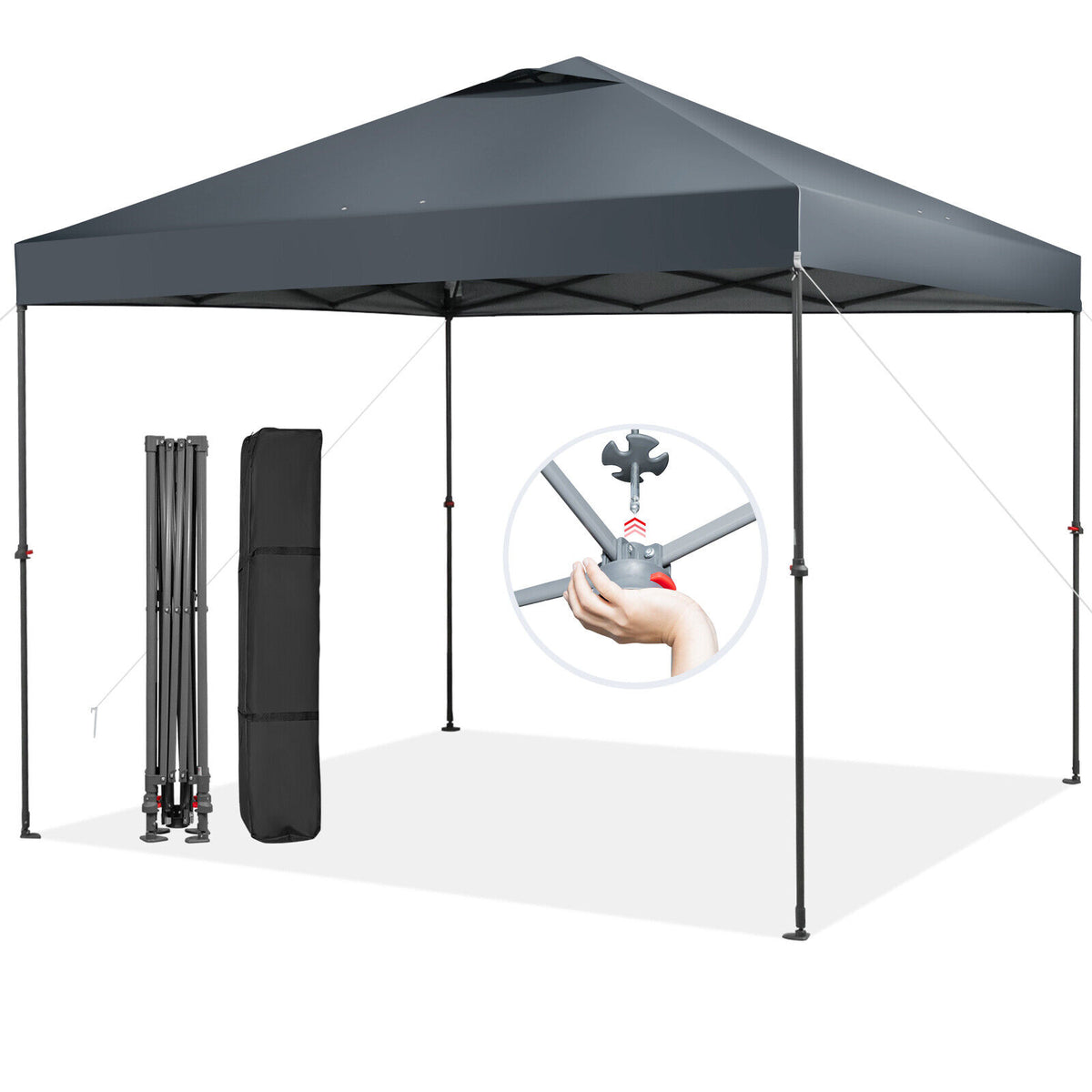 10 x 10 Feet Foldable Outdoor Instant Pop-up Canopy with Carry Bag-Gray-Canopies-DECOROLALA