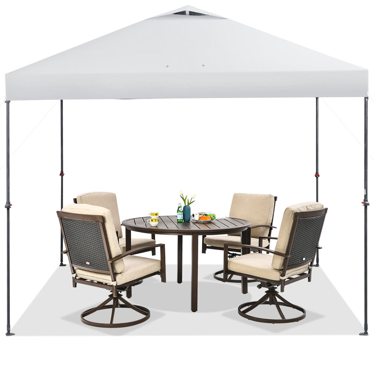10 x 10 Feet Foldable Outdoor Instant Pop-up Canopy with Carry Bag-White-Canopies-DECOROLALA