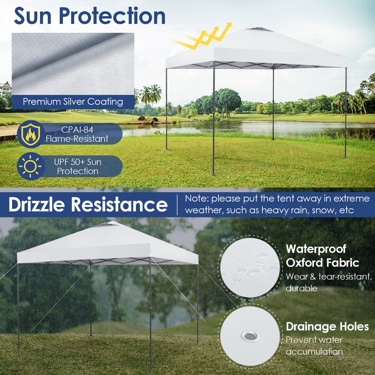 10 x 10 Feet Foldable Outdoor Instant Pop-up Canopy with Carry Bag-White-Canopies-DECOROLALA