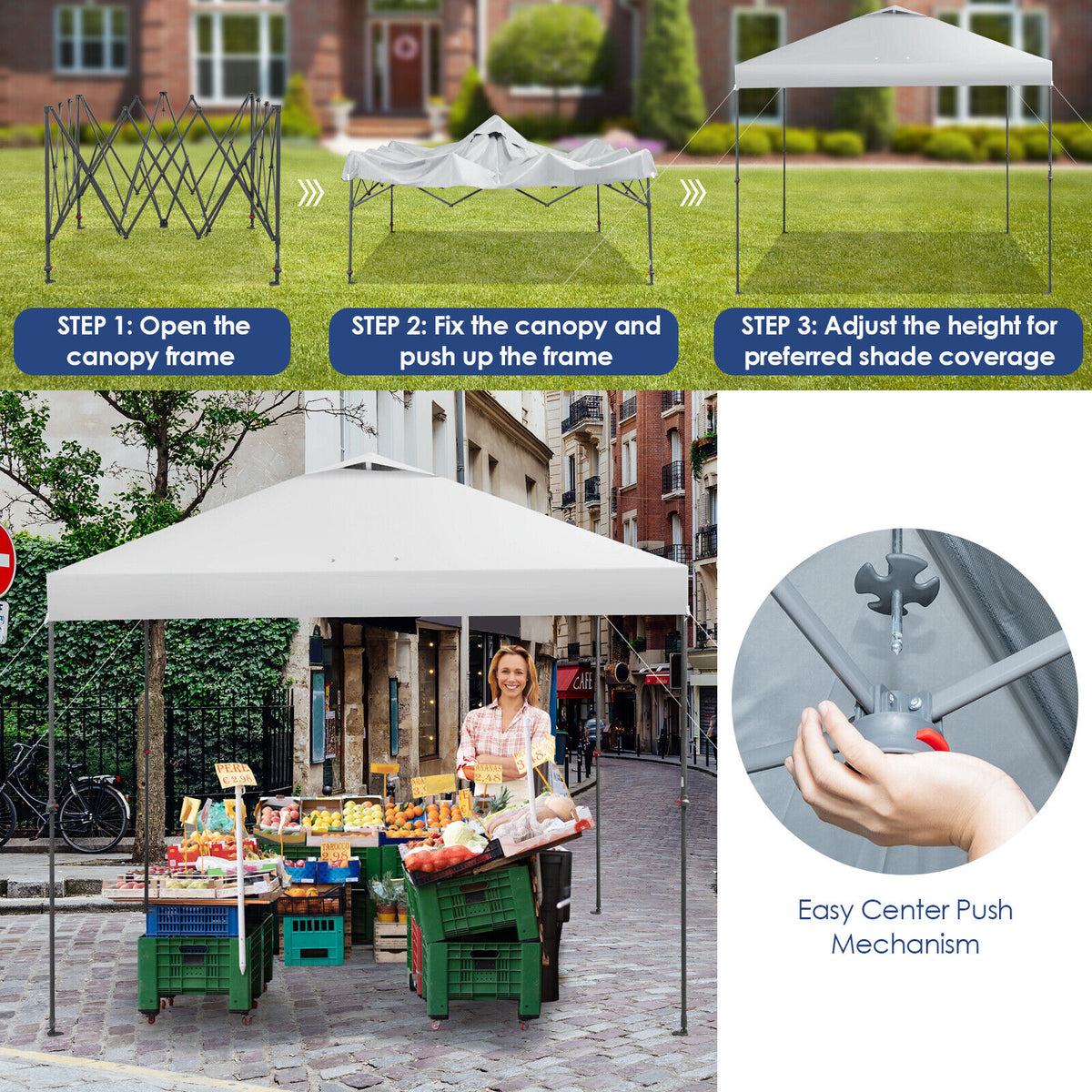 10 x 10 Feet Foldable Outdoor Instant Pop-up Canopy with Carry Bag-White-Canopies-DECOROLALA