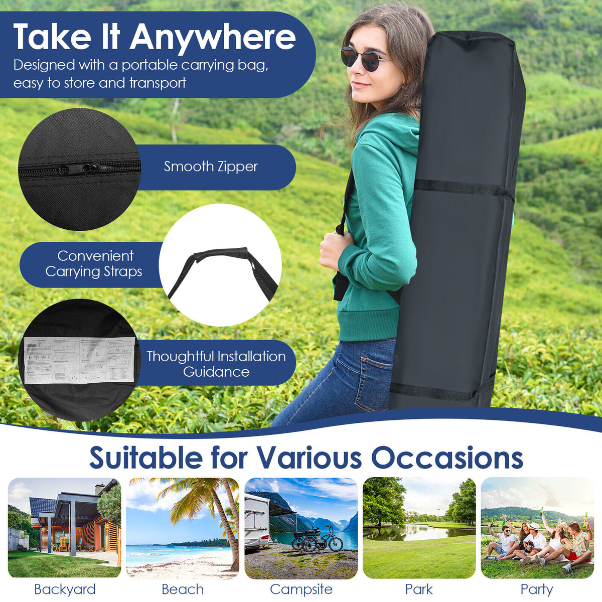 10 x 10 Feet Foldable Outdoor Instant Pop-up Canopy with Carry Bag-White-Canopies-DECOROLALA