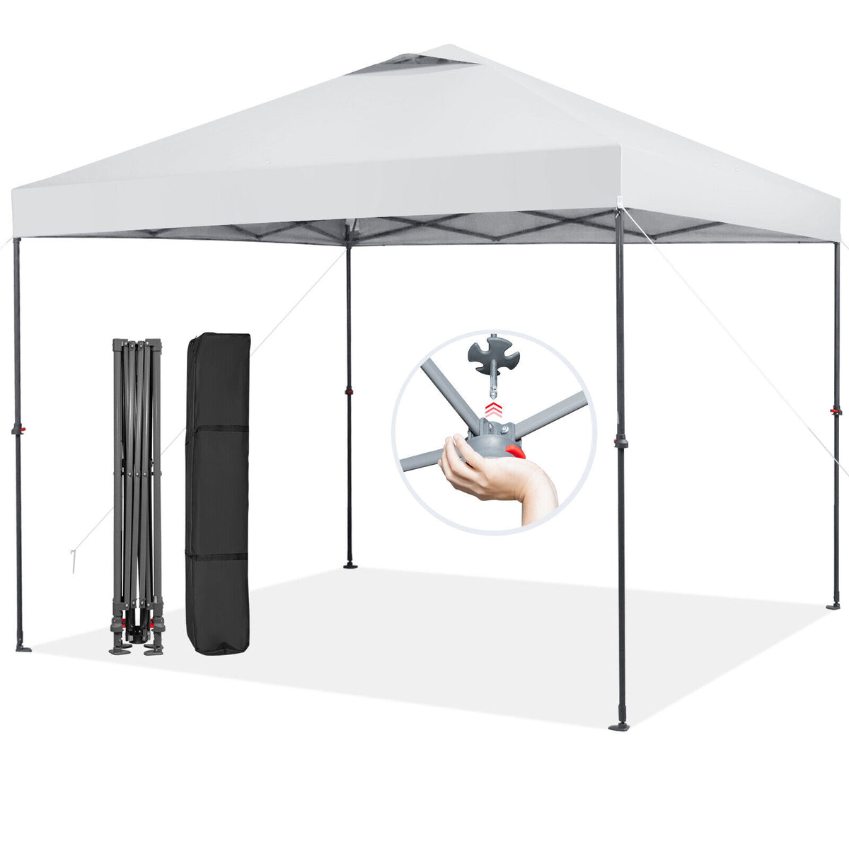 10 x 10 Feet Foldable Outdoor Instant Pop-up Canopy with Carry Bag-White-Canopies-DECOROLALA