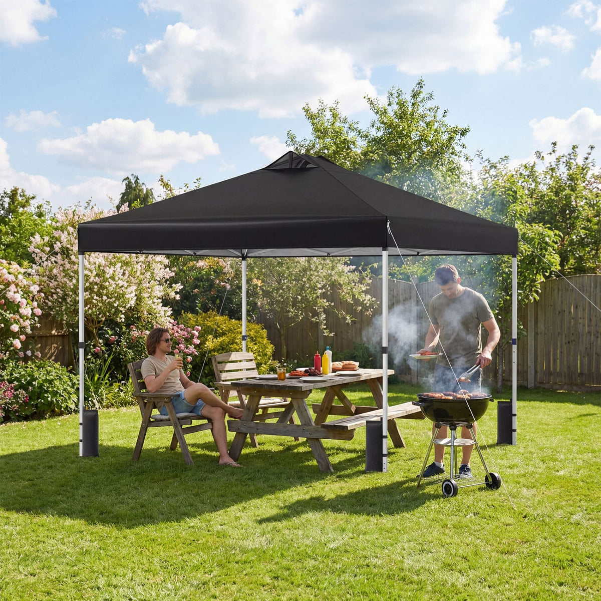 10 x 10 Feet Outdoor Commercial Pop up Canopy Tent-Black-Canopies-DECOROLALA