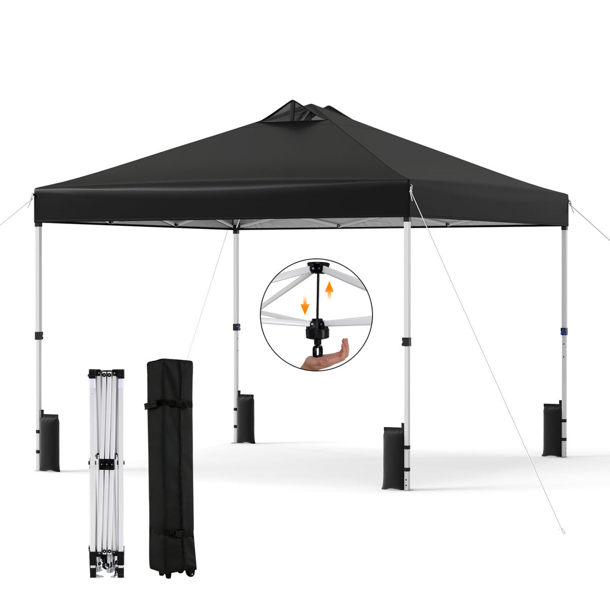 10 x 10 Feet Outdoor Commercial Pop up Canopy Tent-Black-Canopies-DECOROLALA