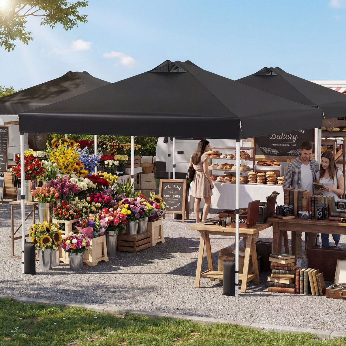 10 x 10 Feet Outdoor Commercial Pop up Canopy Tent-Black-Canopies-DECOROLALA