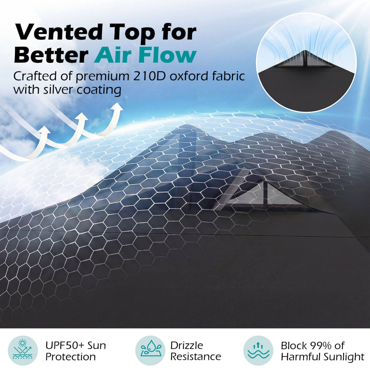 10 x 10 Feet Outdoor Commercial Pop up Canopy Tent-Black-Canopies-DECOROLALA