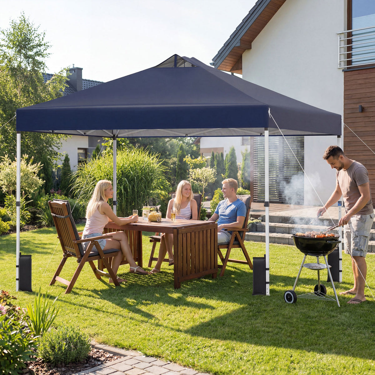 10 x 10 Feet Outdoor Commercial Pop up Canopy Tent-Blue-Canopies-DECOROLALA